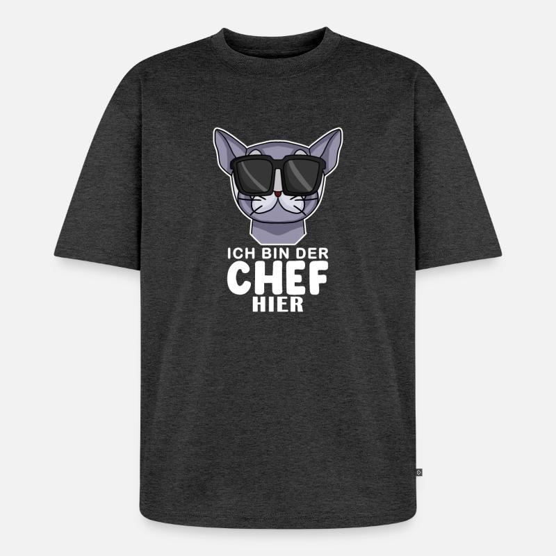 coole Katze - Britisch Kurzhaar Spruch - Unisex Premium Oversized Bio T-Shirt - Anthrazit meliert