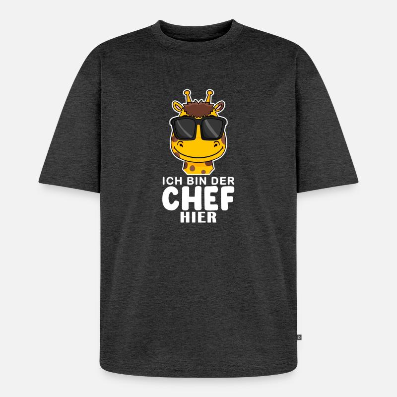 Cool Giraffe Chef Spruch - Unisex Premium Oversized Bio T-Shirt - Anthrazit meliert