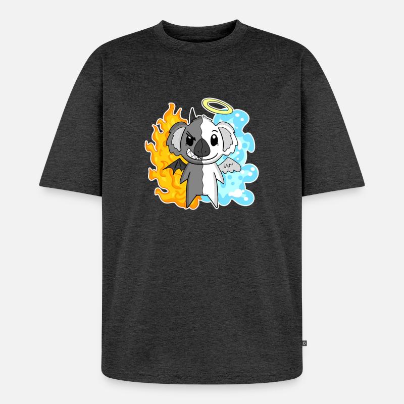 Koala - Engel und Teufel - Unisex Premium Oversized Bio T-Shirt - Anthrazit meliert