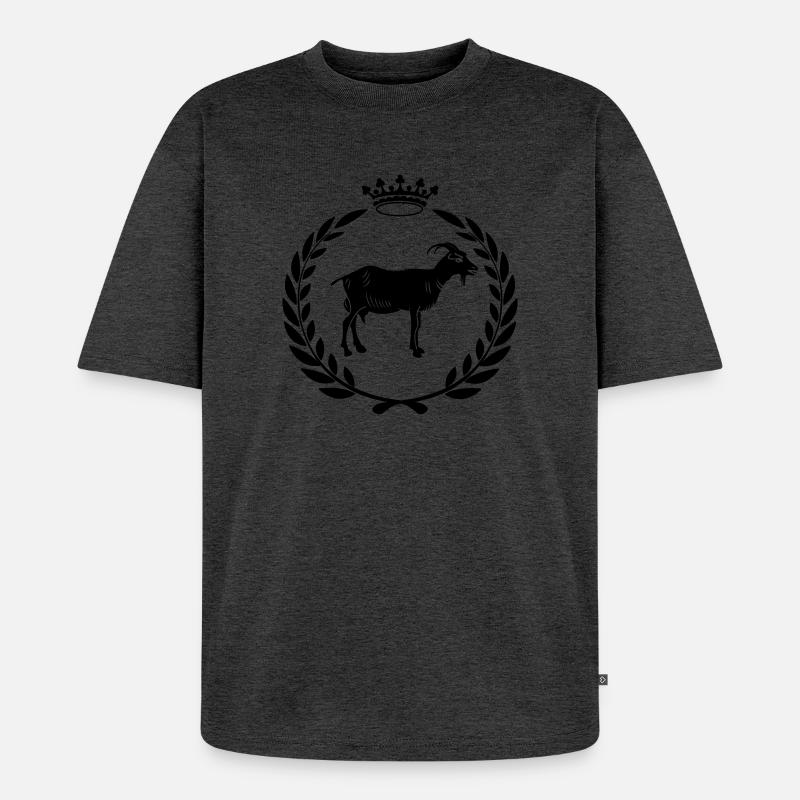 Bester Ziegen- oder Käse-Lorbeerkranz - Unisex Premium Oversized Bio T-Shirt - Anthrazit meliert