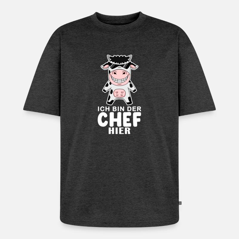 coole Kuh Chef Spruch - Unisex Premium Oversized Bio T-Shirt - Anthrazit meliert