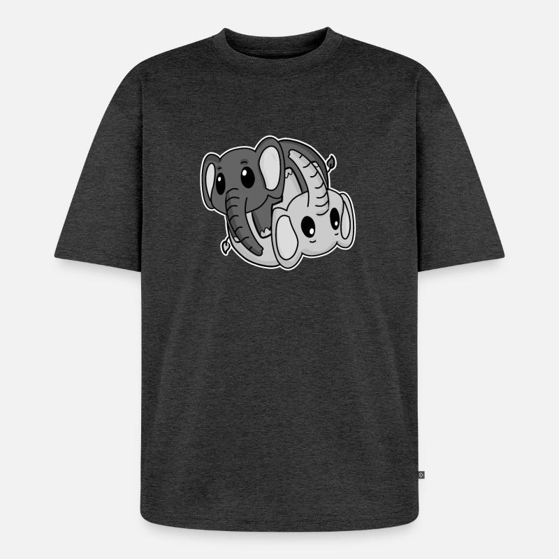 Elefant Yin Yang Symbol - Unisex Premium Oversized Bio T-Shirt - Anthrazit meliert