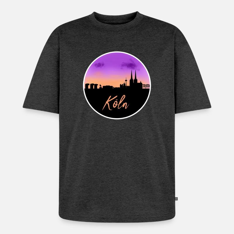 Köln Fine Skyline - Unisex Premium Oversized Bio T-Shirt - Anthrazit meliert
