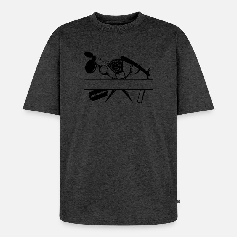 Bannière de texte d’attributs de coiffeurs - T-shirt Premium bio oversize Unisexe - anthracite chiné