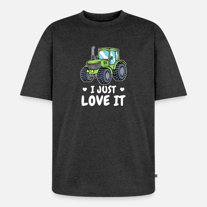 Landwirt Statement Kraftfahrzeug Traktor Ackerbau - Unisex Premium Oversized Bio T-Shirt - Anthrazit meliert