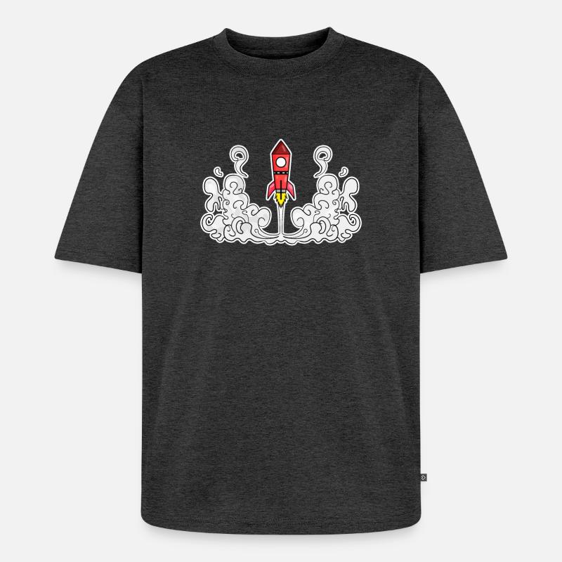 Rakete Raketenstart Start - Unisex Premium Oversized Bio T-Shirt - Anthrazit meliert