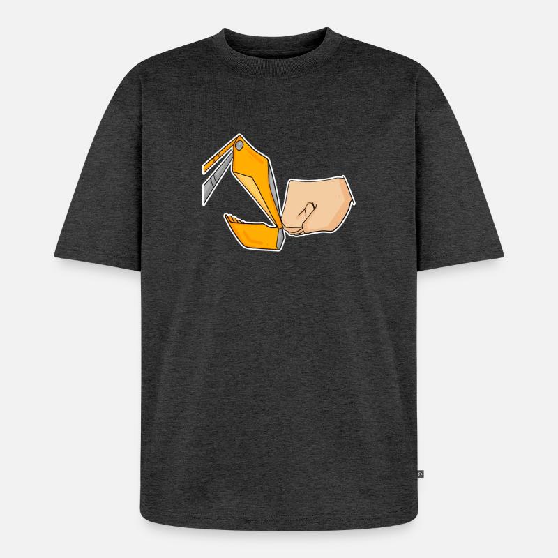 Bagger Baustelle Baggerfahrer Faust - Unisex Premium Oversized Bio T-Shirt - Anthrazit meliert