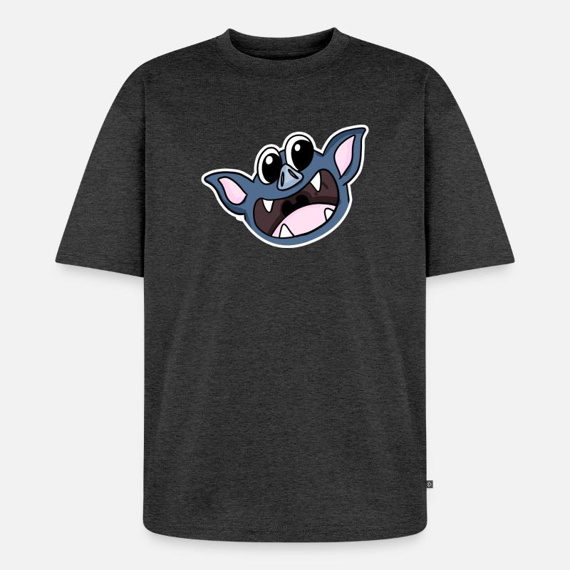 Fledermaus Kopf - Unisex Premium Oversized Bio T-Shirt - Anthrazit meliert