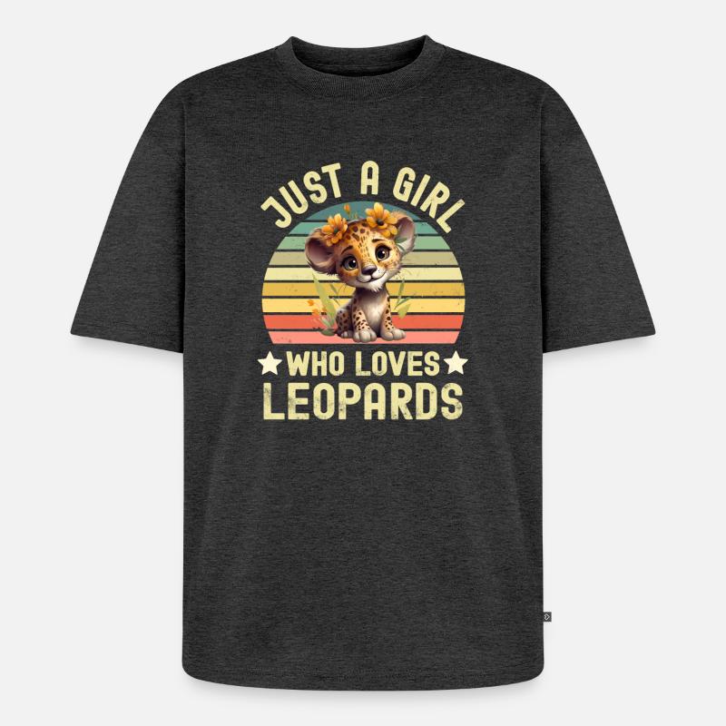 Leopard - Unisex Premium Oversized Bio T-Shirt - Anthrazit meliert