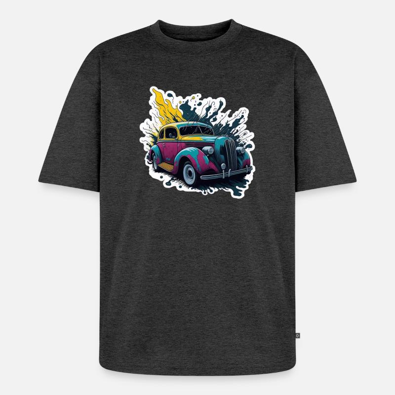 Farbiger Oldtimer Spritzer - Unisex Premium Oversized Bio T-Shirt - Anthrazit meliert