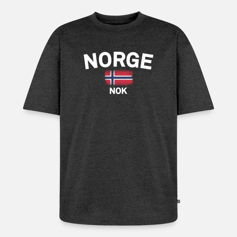 Norge NOK Flaggenemblem - Unisex Premium Oversized Bio T-Shirt - Anthrazit meliert