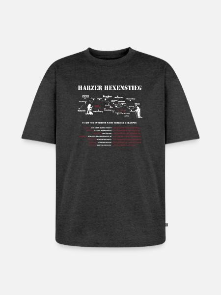 Harzer Hexenstieg Wandergruppen - 5 Etappe - Unisex Premium Oversized Bio T-Shirt - Anthrazit meliert