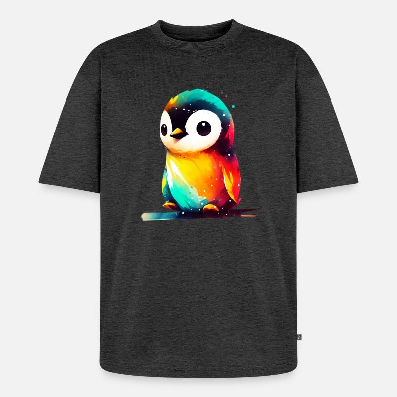 Pinguin - Unisex Premium Oversized Bio T-Shirt - Anthrazit meliert