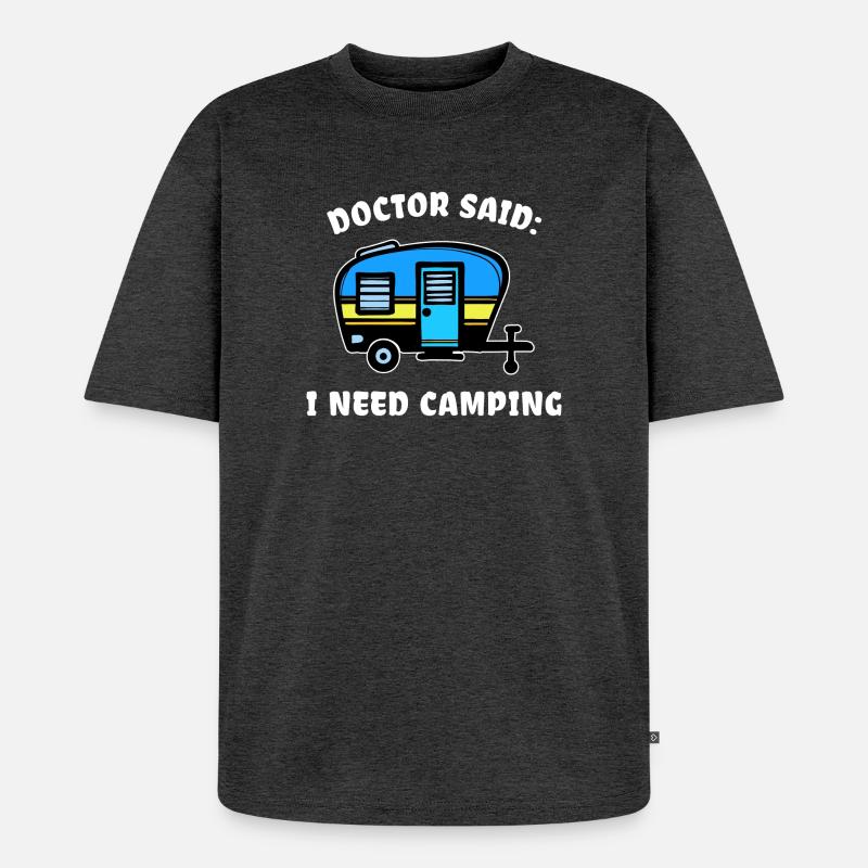 Urlaub Statement Wohnwagen Camping Wanderer - Unisex Premium Oversized Bio T-Shirt - Anthrazit meliert
