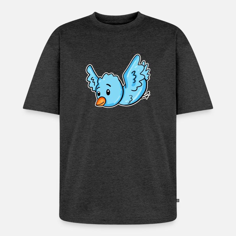 Ein blauer Vogel - Unisex Premium Oversized Bio T-Shirt - Anthrazit meliert