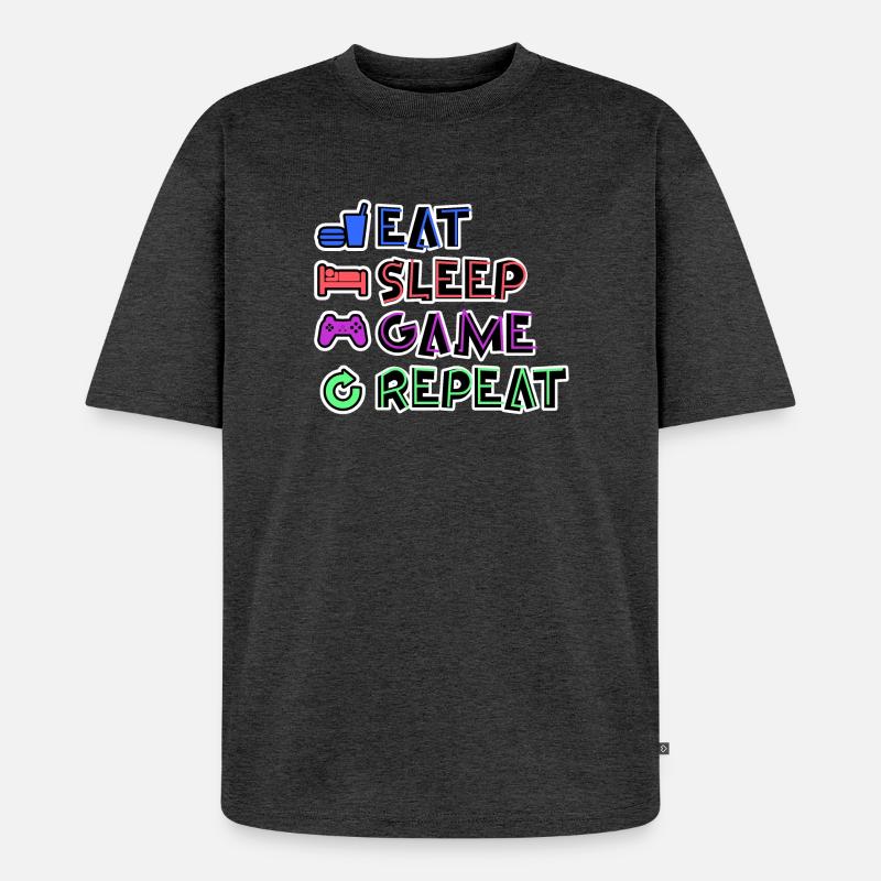 Eat Sleep Game Repeat - Unisex Premium Oversized Bio T-Shirt - Anthrazit meliert