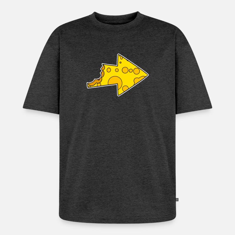 Pfeil Käse - Unisex Premium Oversized Bio T-Shirt - Anthrazit meliert