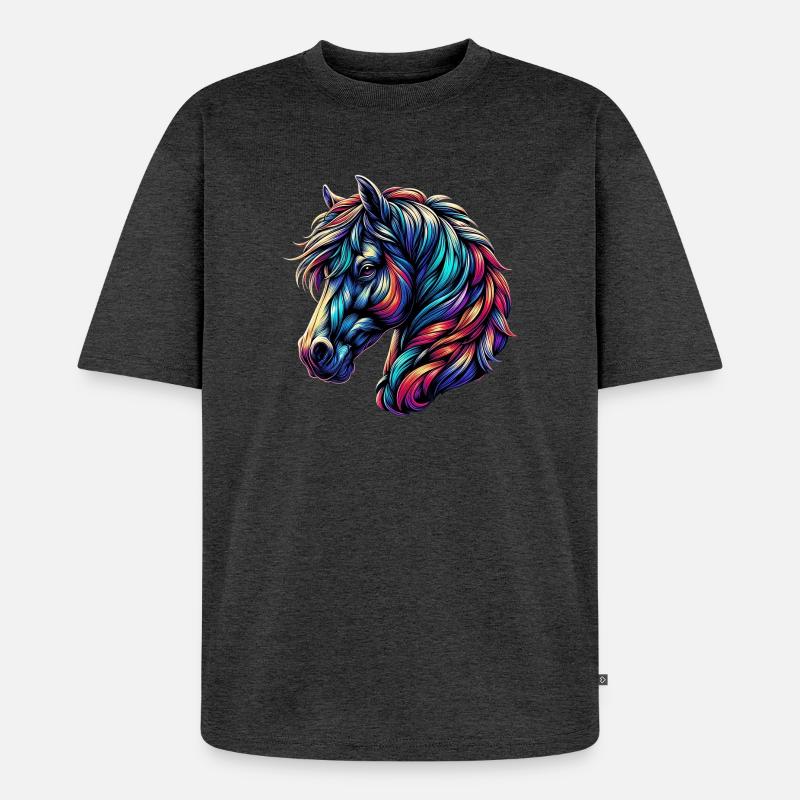 Pferd - Unisex Premium Oversized Bio T-Shirt - Anthrazit meliert