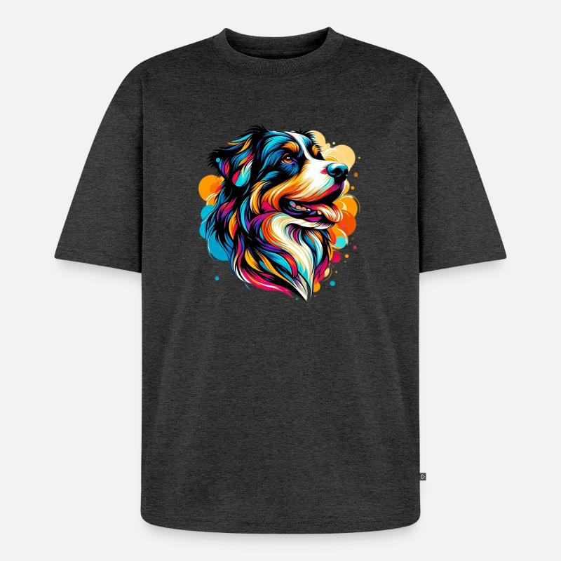 Berner Schweizer Sennenhund Grosser Schäferhund - Unisex Premium Oversized Bio T-Shirt - Anthrazit meliert