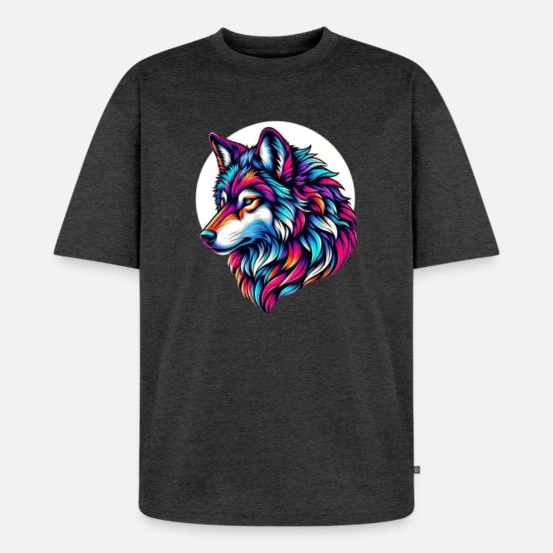 Wolf - Unisex Premium Oversized Bio T-Shirt - Anthrazit meliert