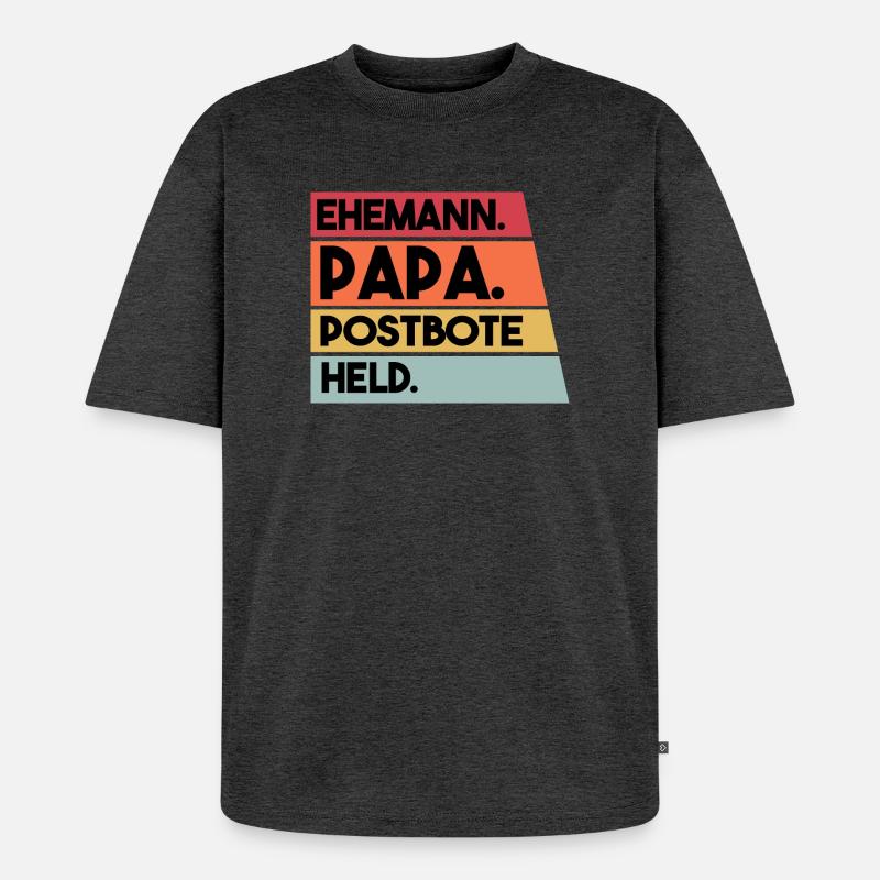 Ehemann Papa Beruf Postbote Held - Unisex Premium Oversized Bio T-Shirt - Anthrazit meliert