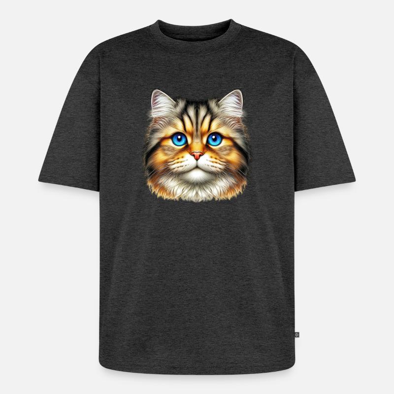 Katze - Unisex Premium Oversized Bio T-Shirt - Anthrazit meliert