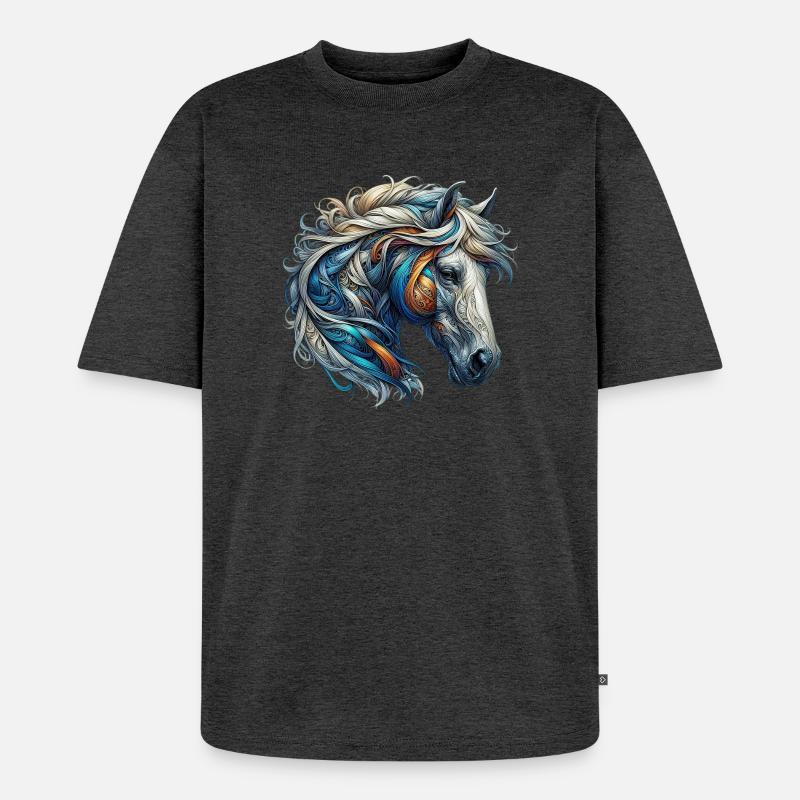 Cheval - T-shirt Premium bio oversize Unisexe - anthracite chiné