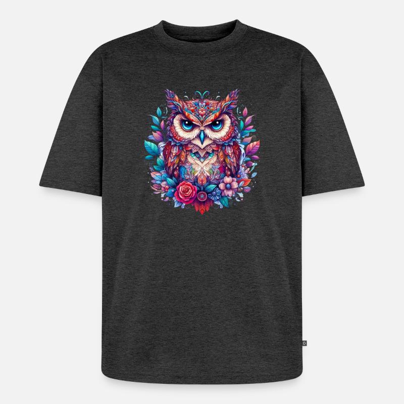 Eule - Unisex Premium Oversized Bio T-Shirt - Anthrazit meliert