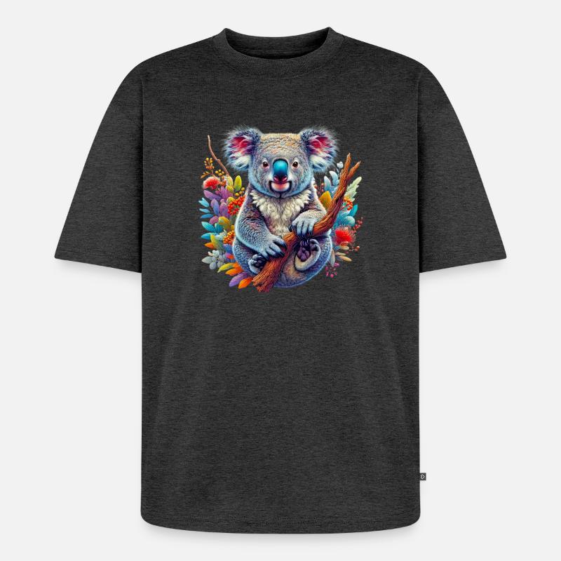 Koala - Unisex Premium Oversized Bio T-Shirt - Anthrazit meliert