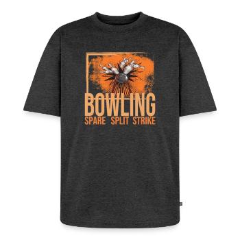 Bowling - Spare - Split - Strike - Unisex Premium Oversized Bio T-Shirt - Anthrazit meliert - Vorne - Thijin (182cm) & Selfina (174cm)