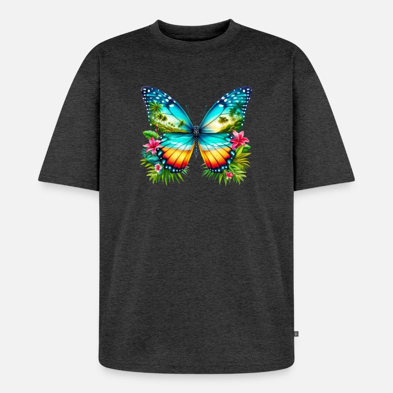 Papillon - T-shirt Premium bio oversize Unisexe - anthracite chiné