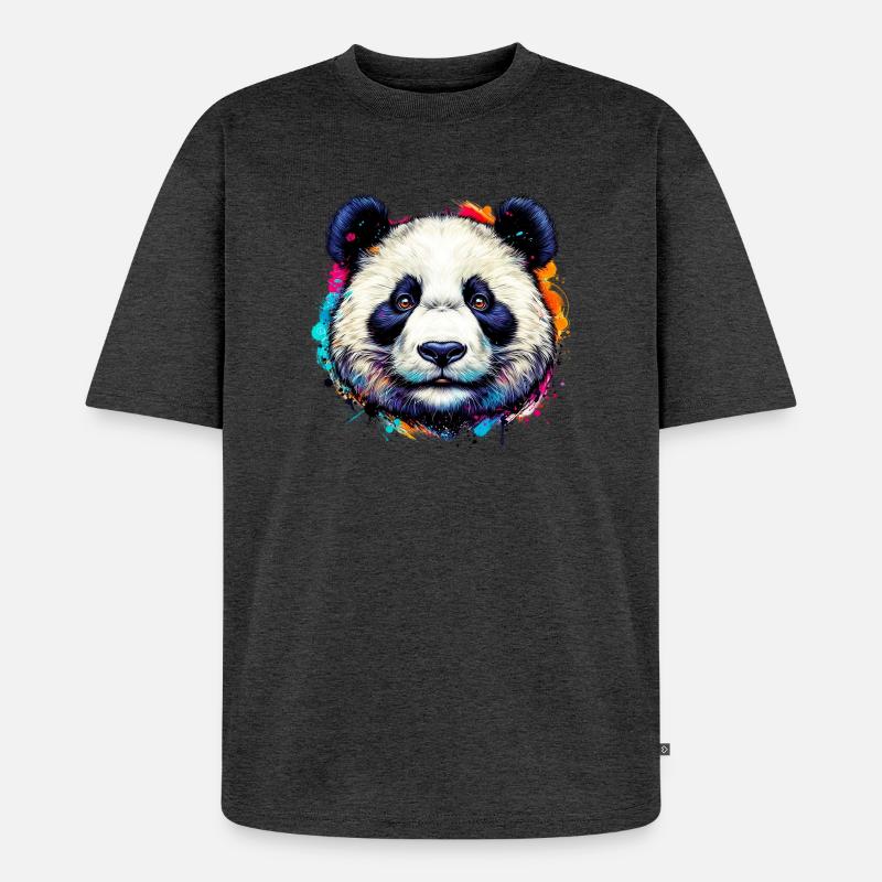 Panda - Unisex Premium Oversized Bio T-Shirt - Anthrazit meliert