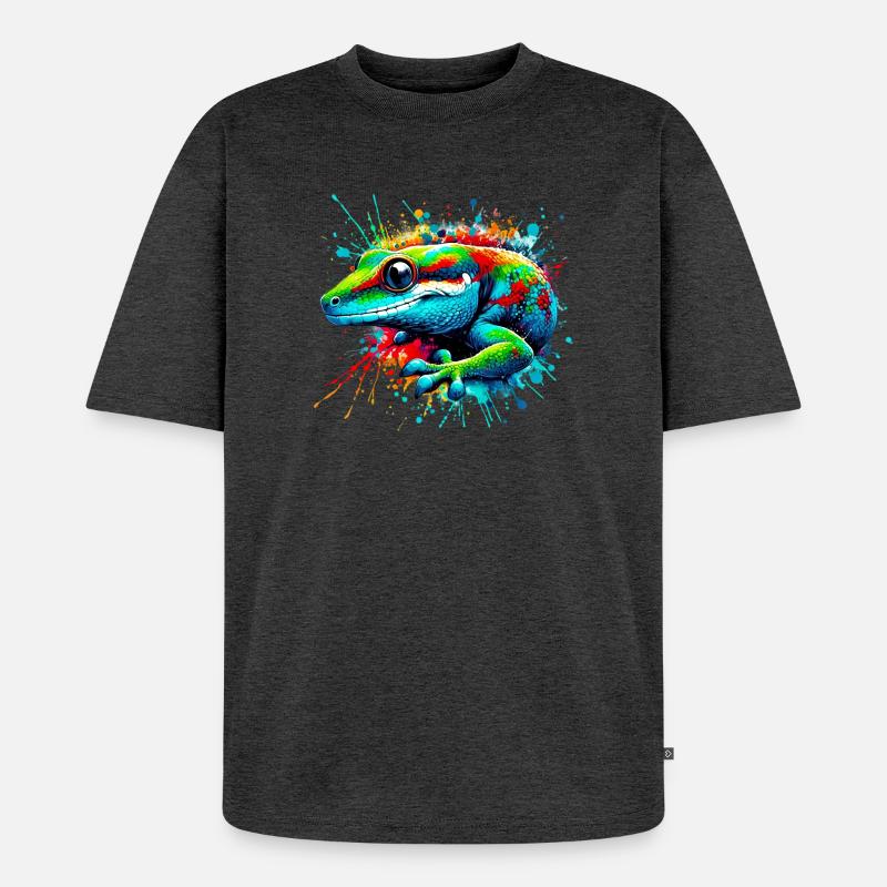 Gecko - Unisex Premium Oversized Bio T-Shirt - Anthrazit meliert