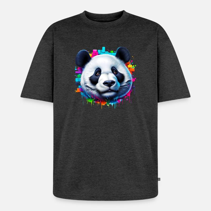 Panda - Unisex Premium Oversized Bio T-Shirt - Anthrazit meliert