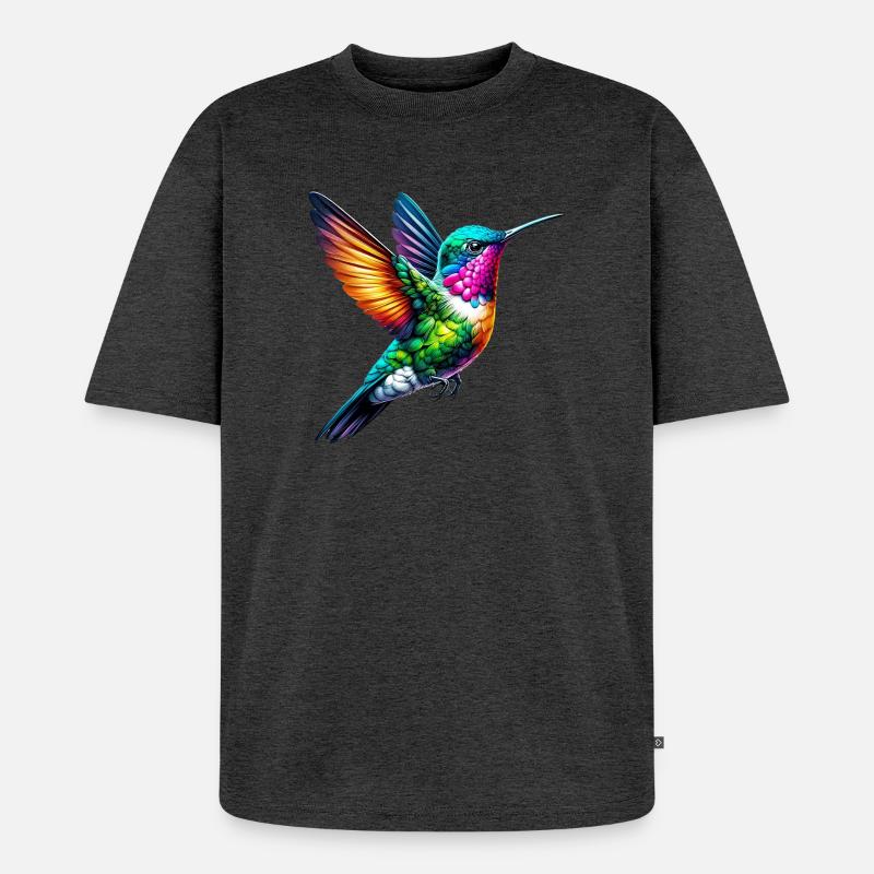 Kolibri - Unisex Premium Oversized Bio T-Shirt - Anthrazit meliert
