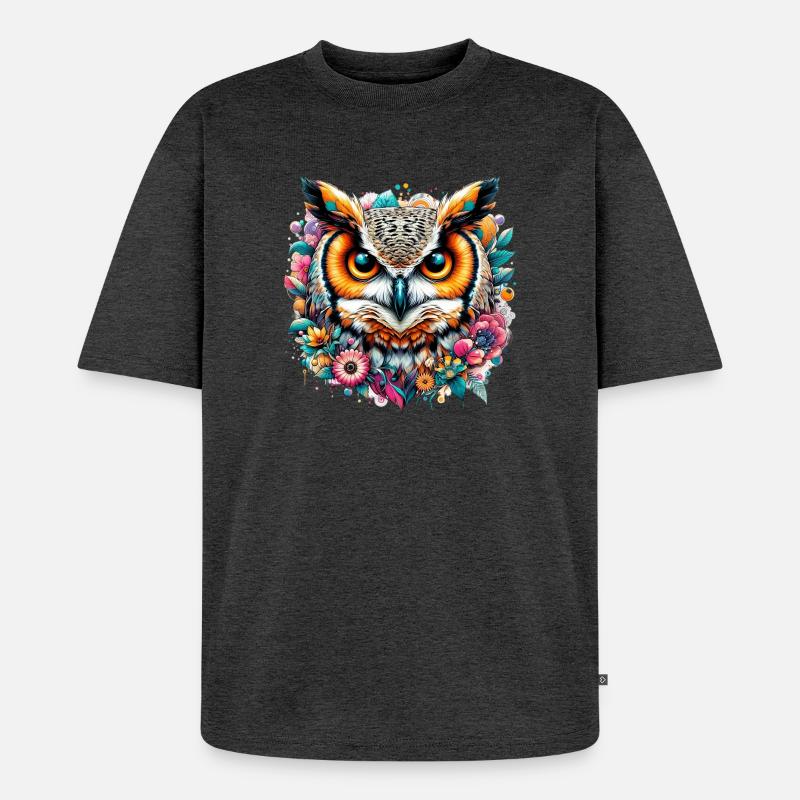 Eule - Unisex Premium Oversized Bio T-Shirt - Anthrazit meliert