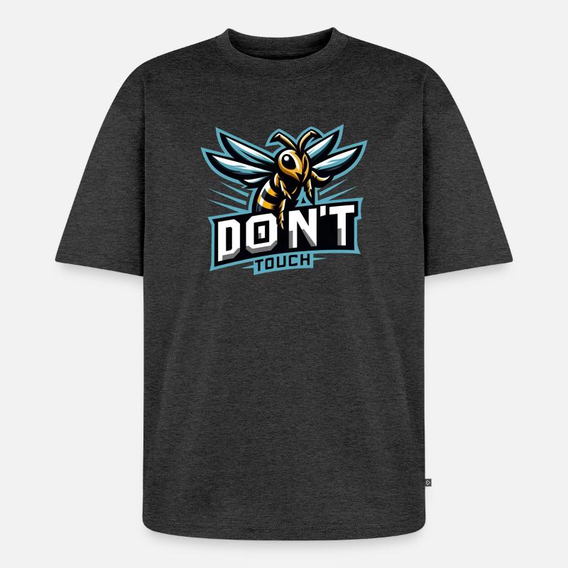 Gaming Logo Aggressive Biene Don't Touch - Unisex Premium Oversized Bio T-Shirt - Anthrazit meliert