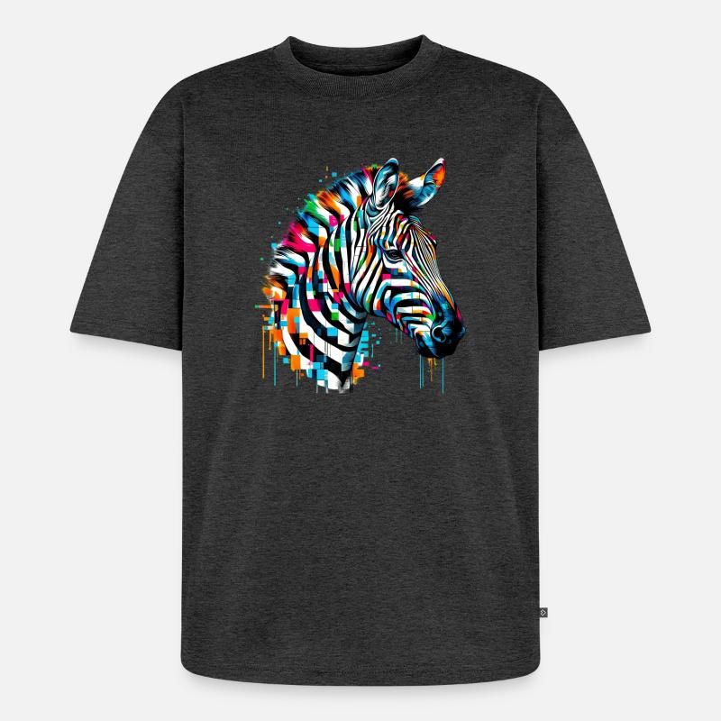 Zebra - Unisex Premium Oversized Bio T-Shirt - Anthrazit meliert