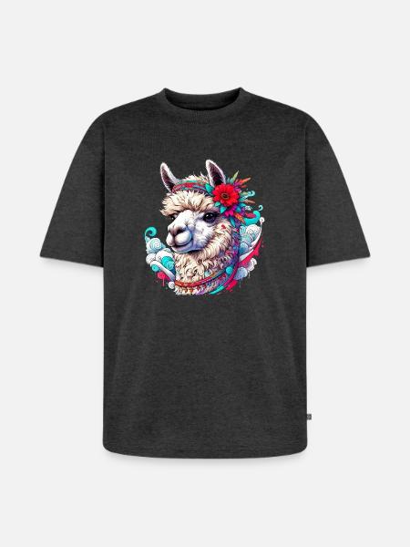 Alpaca - Unisex Premium Oversized Organic T-Shirt - heather anthracite