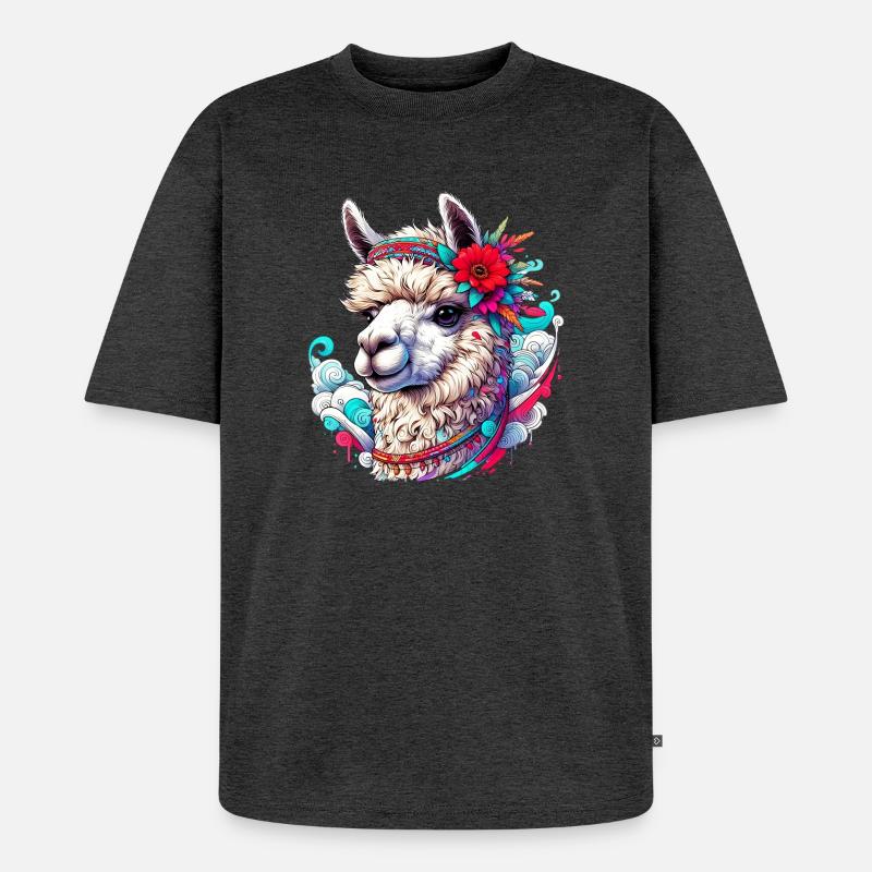 Alpaca - Unisex Premium Oversized Organic T-Shirt - heather anthracite