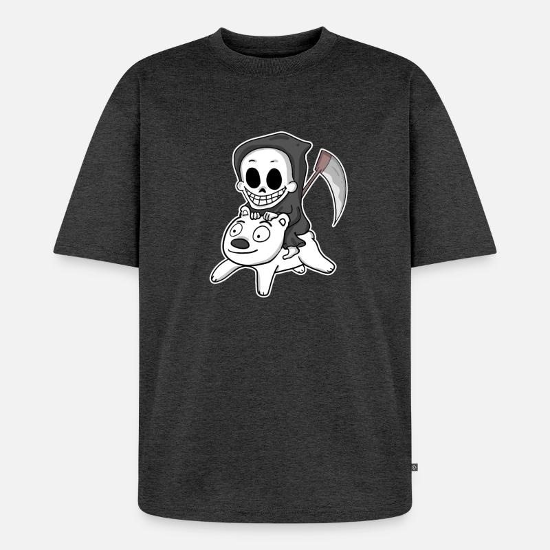 Sensenmann Eisbär Motiv - Unisex Premium Oversized Bio T-Shirt - Anthrazit meliert
