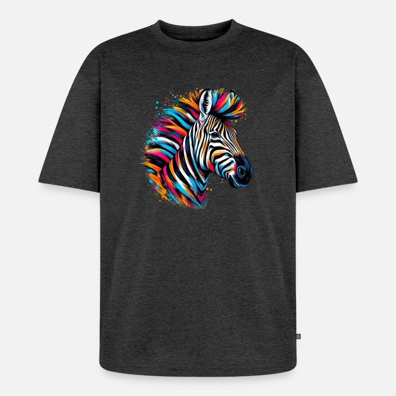 Zebra - Unisex Premium Oversized Bio T-Shirt - Anthrazit meliert