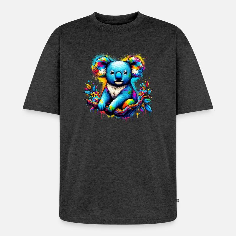 Koala - Unisex Premium Oversized Bio T-Shirt - Anthrazit meliert