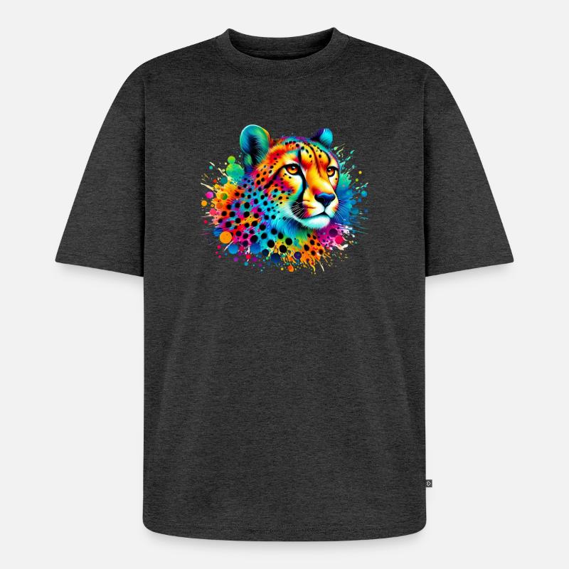 Gepard - Unisex Premium Oversized Bio T-Shirt - Anthrazit meliert