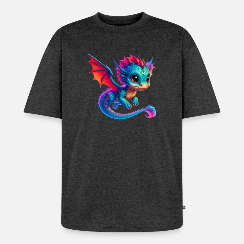 Drache - Unisex Premium Oversized Bio T-Shirt - Anthrazit meliert