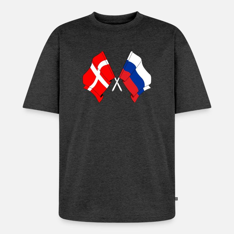 Drapeau Danemark, drapeau Russie - T-shirt Premium bio oversize Unisexe - anthracite chiné