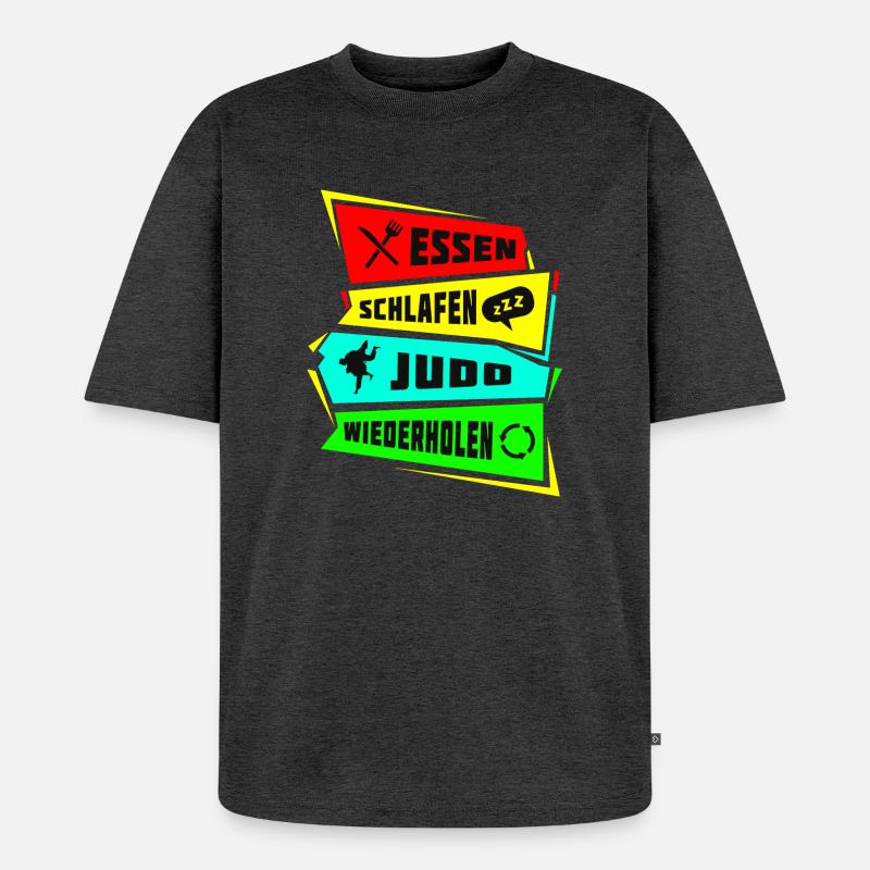 Manger dormir Judo Répéter - T-shirt Premium bio oversize Unisexe - anthracite chiné