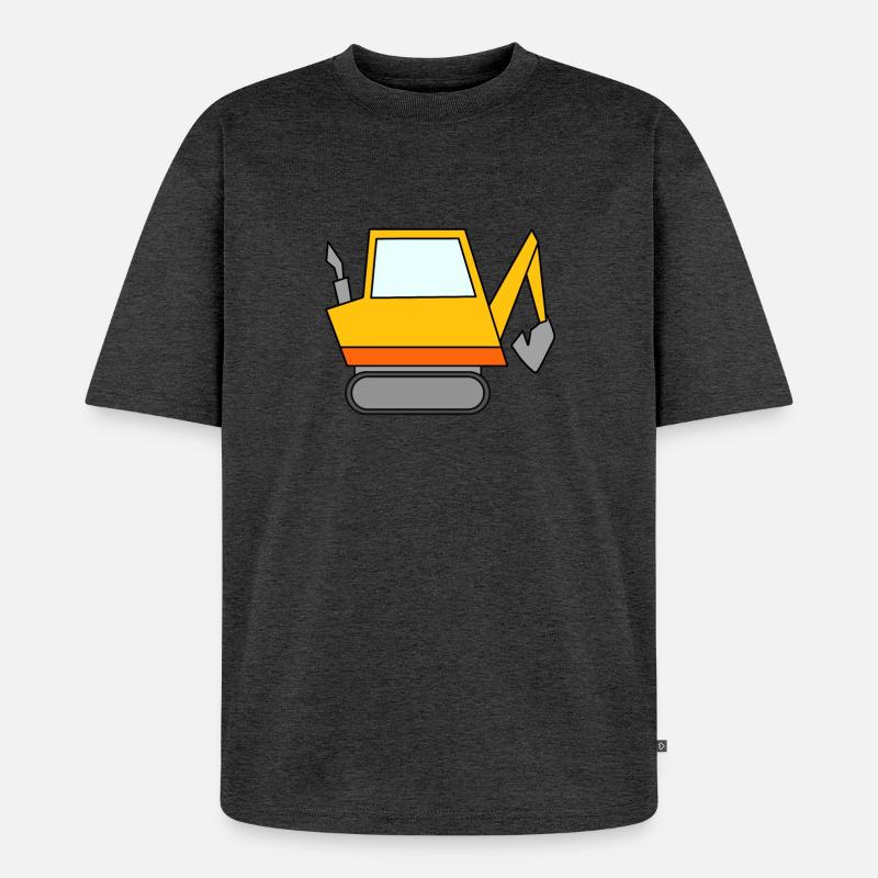 Bagger Baustelle Baggerfahrer - Unisex Premium Oversized Bio T-Shirt - Anthrazit meliert