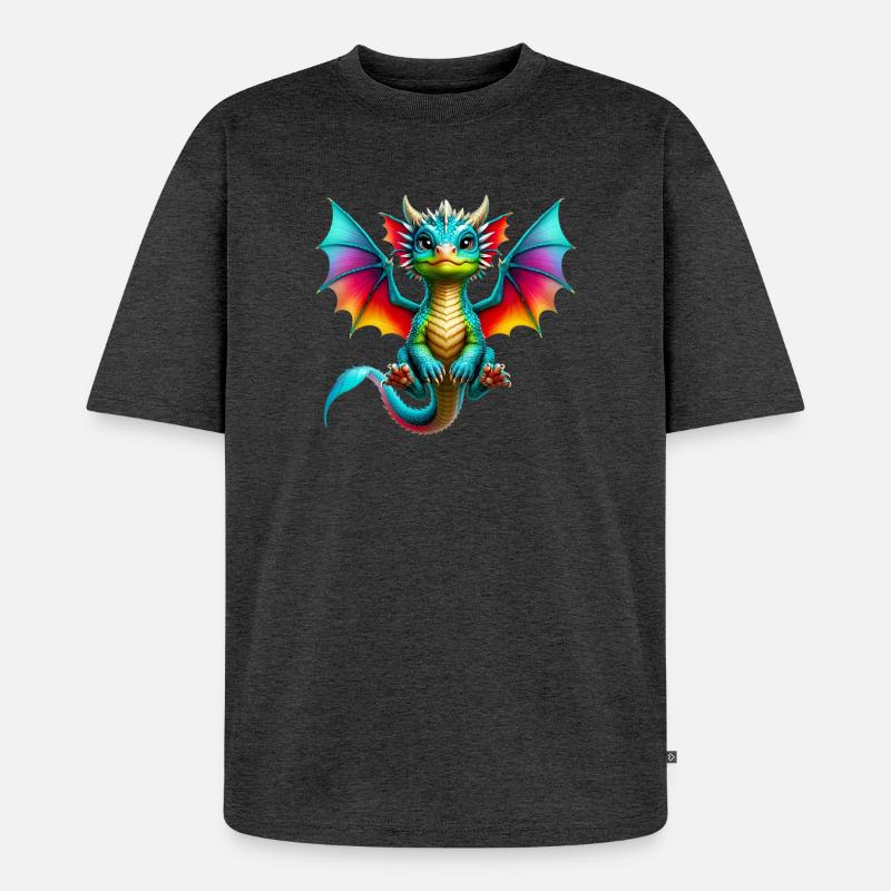 Drache - Unisex Premium Oversized Bio T-Shirt - Anthrazit meliert
