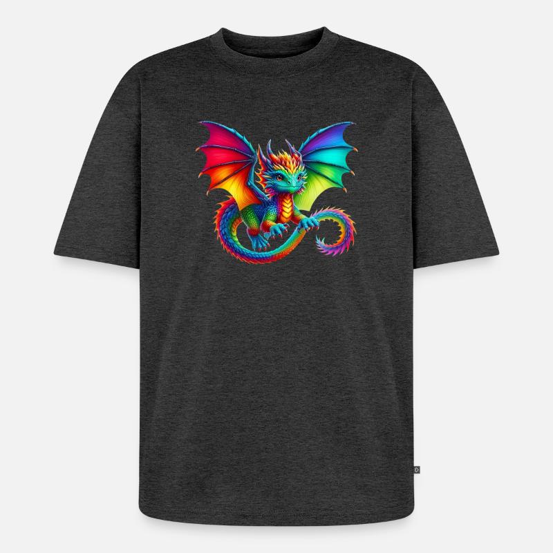 Drache - Unisex Premium Oversized Bio T-Shirt - Anthrazit meliert